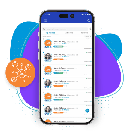 Event app attendee directory showing profiles, search filters, and opt-in networking controls. Event app attendee directory showing profiles, search filters, and opt-in networking controls.