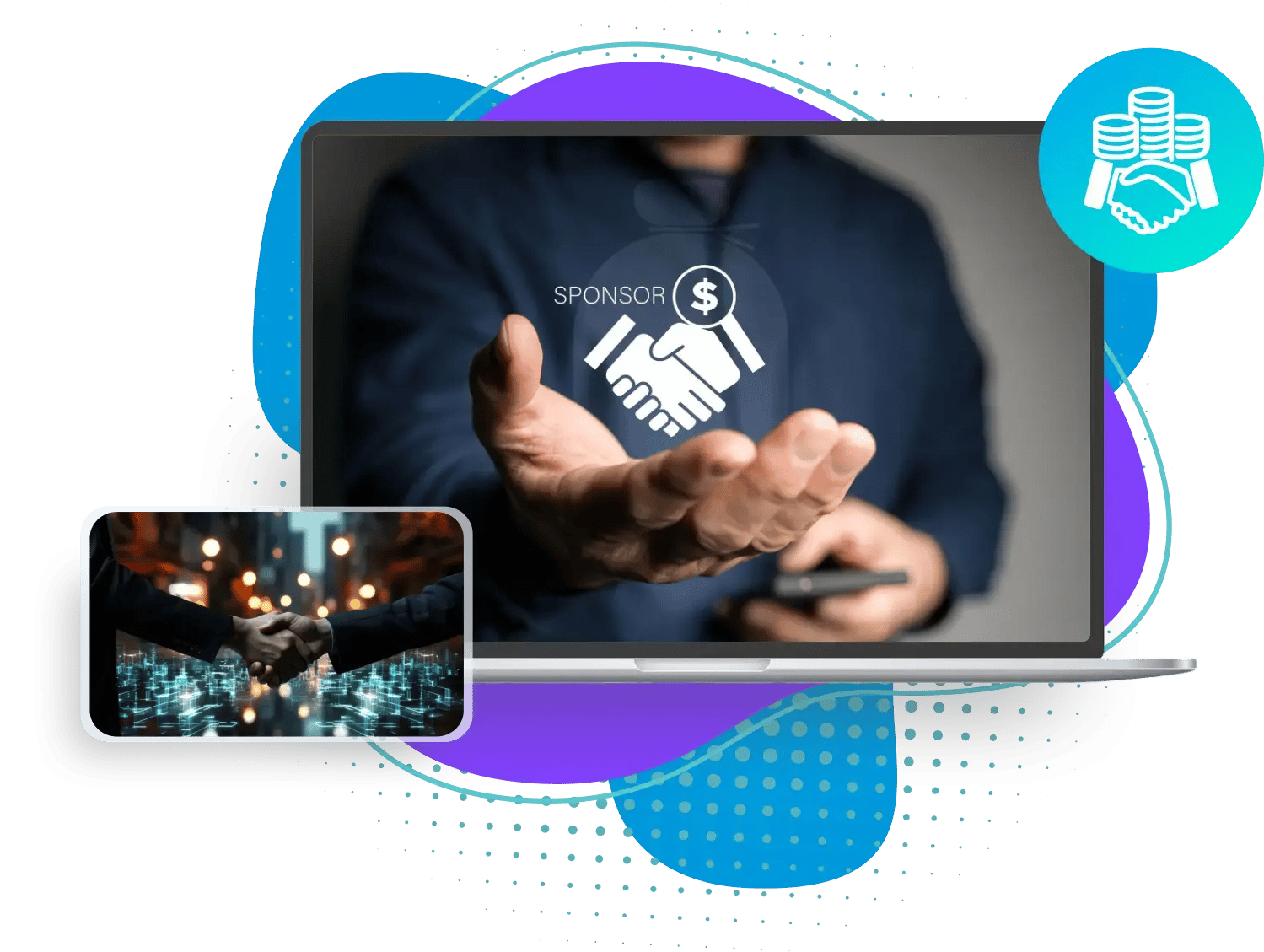 Event app interface showing how Nextech turns maps, notifications, and discovery features into sellable sponsor placements with measurable engagement.