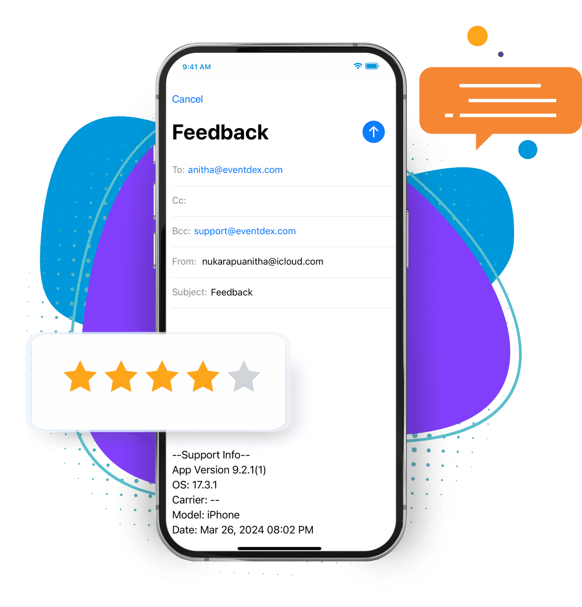 Session engagement screen displaying live polls, Q&A, and feedback tools inside the conference app.