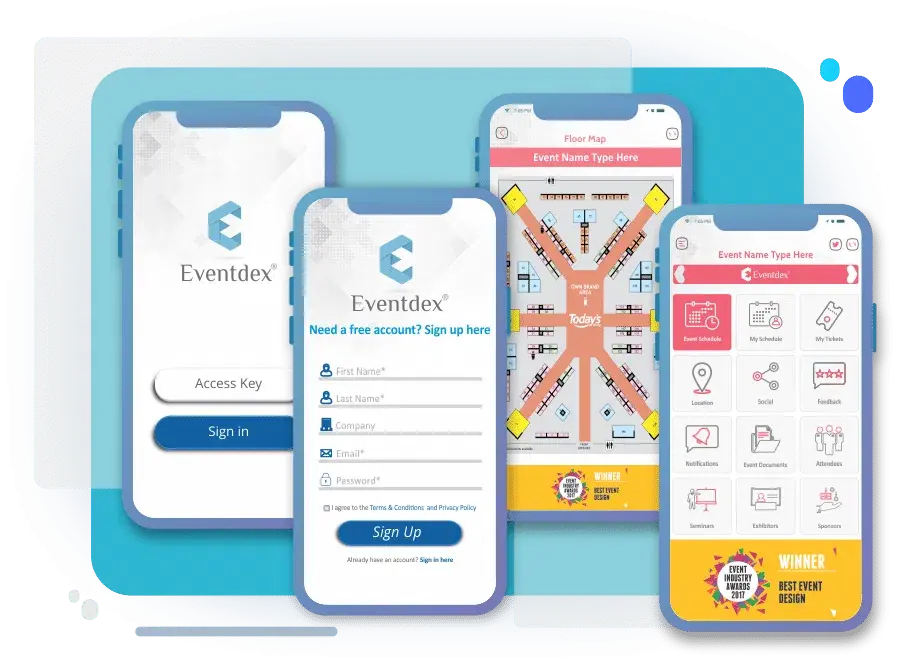Mobile event app for iOS and Android with branded agenda, speaker profiles, personalized schedules, and attendee favorites Mobile event app for iOS and Android with branded agenda, speaker profiles, personalized schedules, and attendee favorites