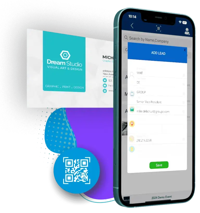 Lead retrieval screen with fast QR code scanning, qualifiers, notes, and offline-tolerant export options. Lead retrieval screen with fast QR code scanning, qualifiers, notes, and offline-tolerant export options.